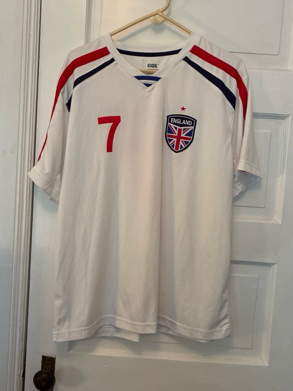 Gola White Men's Soccer Jersey with Red and Navy Details